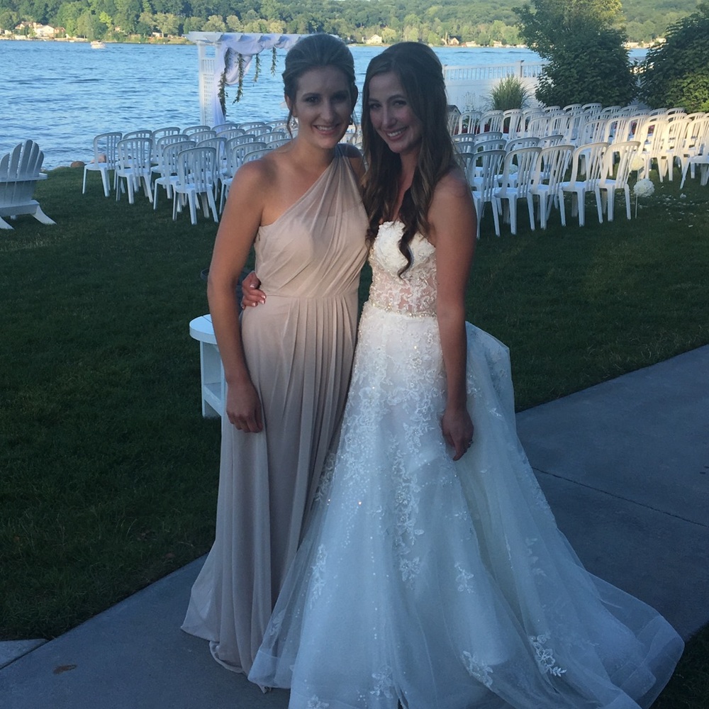 David’s Bridal one shoulder bridesmaid dress